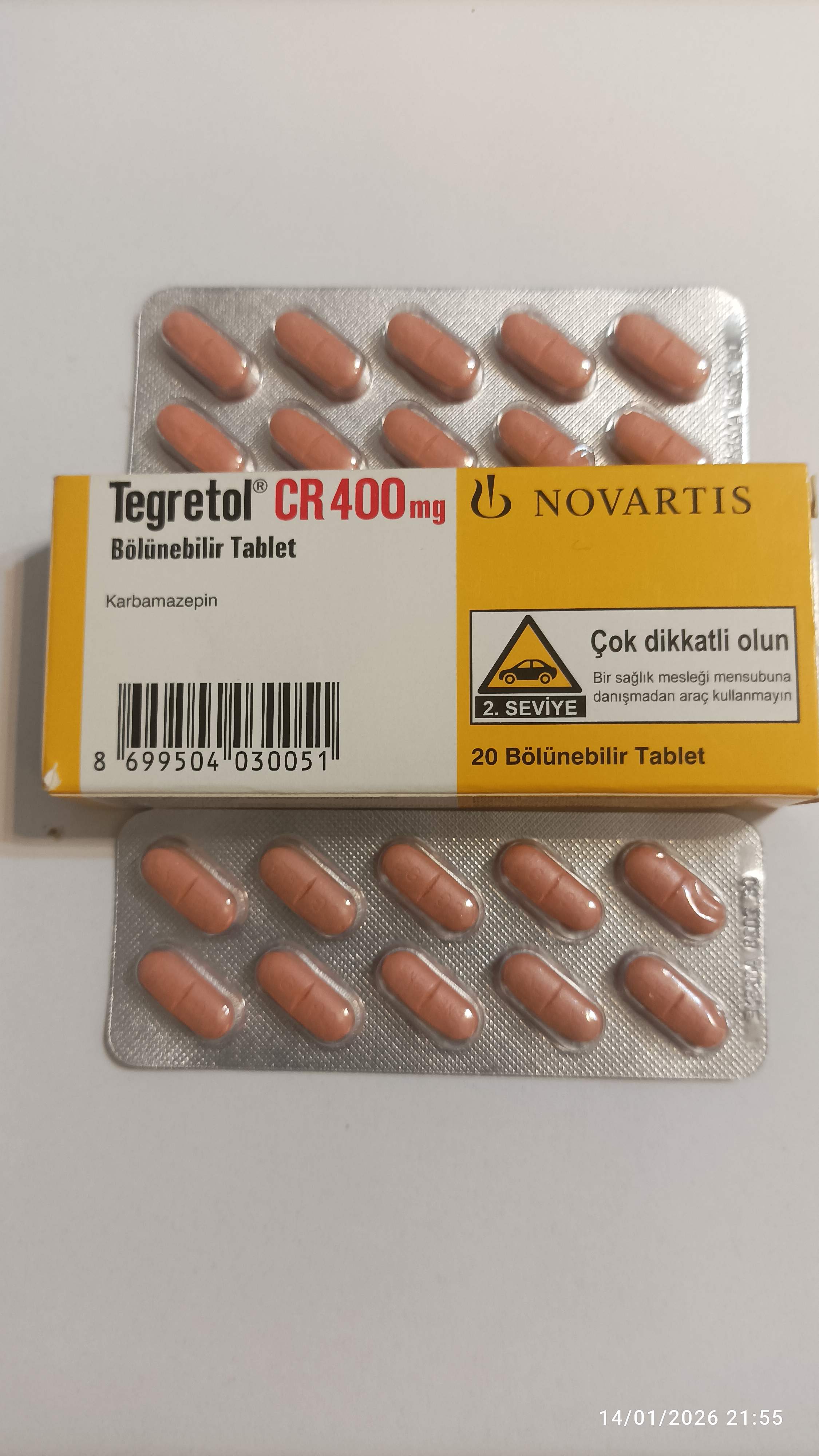 تگراتول 400 نوارتیس 20عددی tegraetol tbl