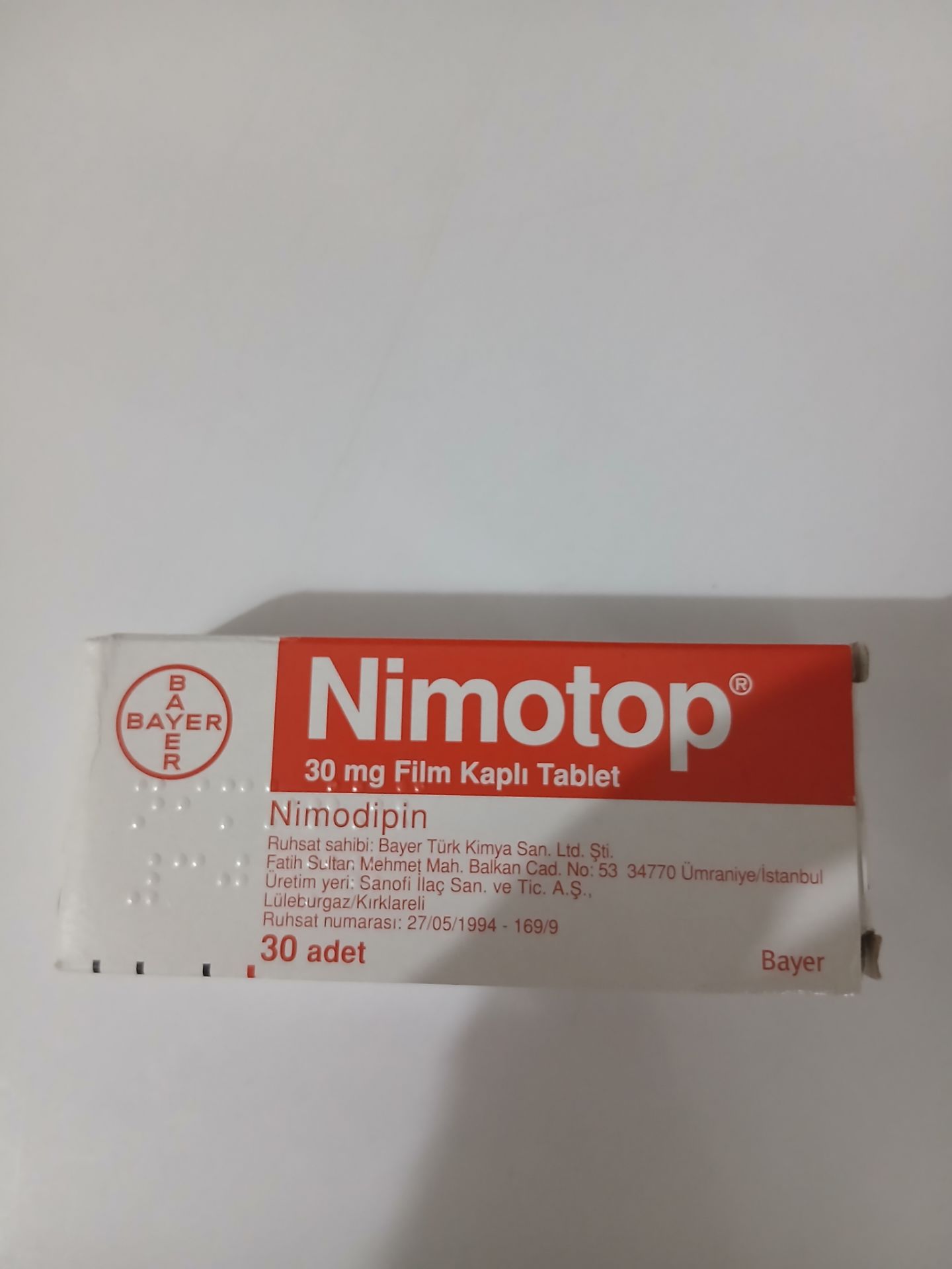 قرص نیموتوپ 30میلی گرم NIMOTOP Tablet 30 mg